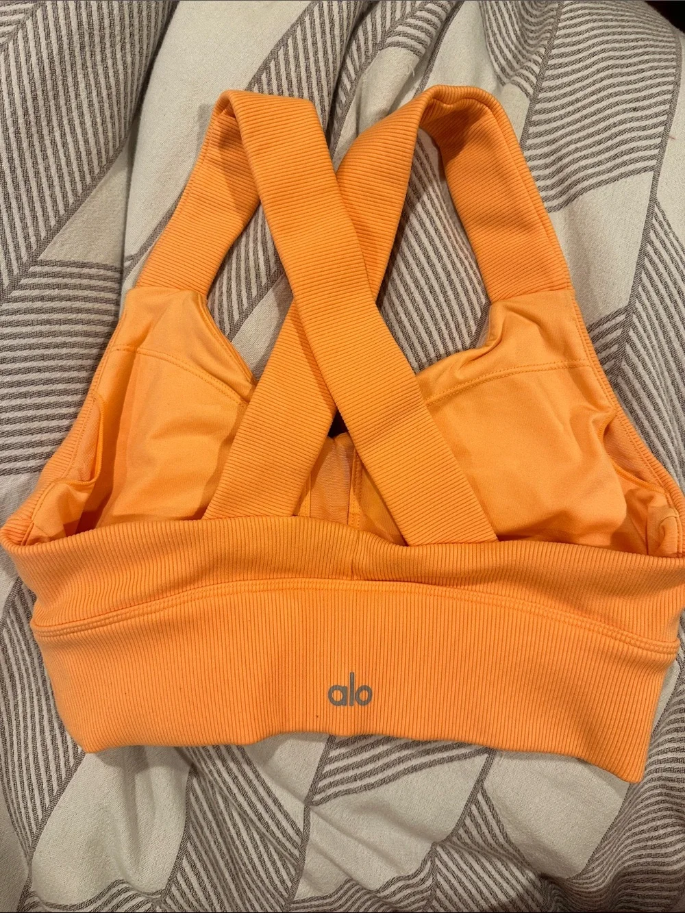 Alo Orange Cross-Back Ribbed sports bra